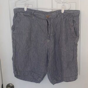 Tommy Bahama Blue Striped Men's Linen Flat Front Shorts
